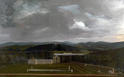 Ostansicht von Newstead Abbey, Nottinghamshire und der Große Garten, 1758